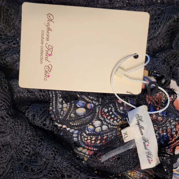 SOUTHERN FRIED CHICS Couture Collection Spring Treasures Lace & Floral MiniDress - Picture 5 of 15